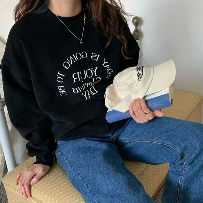 Women's Sweatshirt Spring and Autumn American Style Retro oversize Spring Thin Sweatshirt Instagram Popular Brand Loose Lazy Lazy Dress