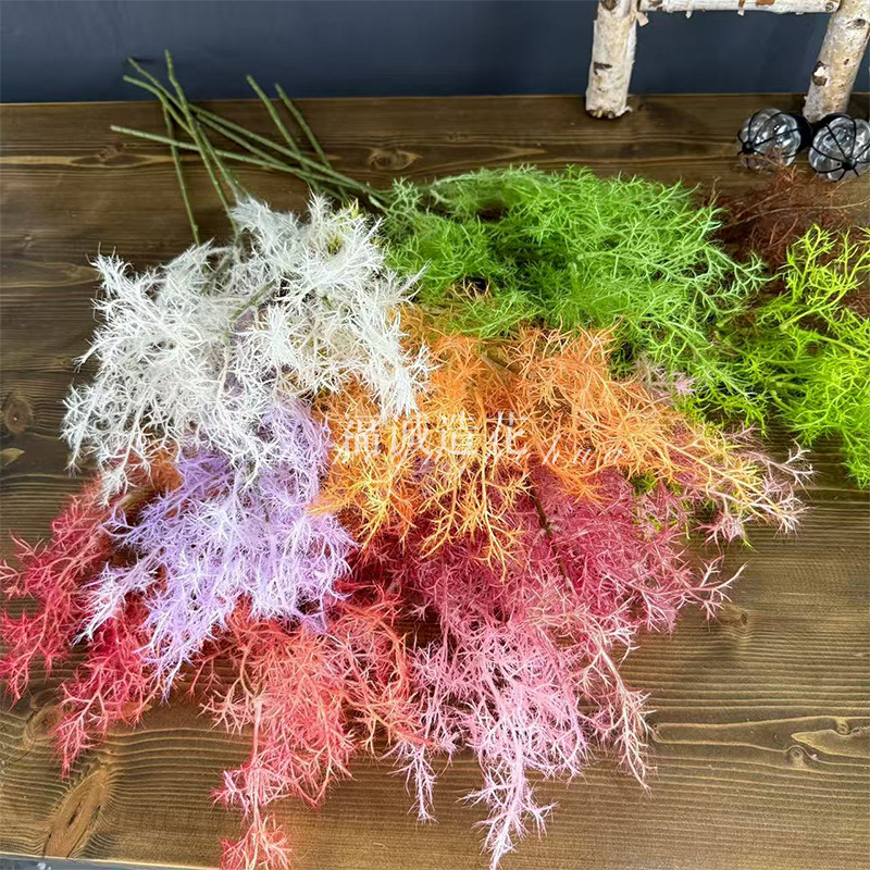 仿真黄栌雾中情人草家居橱窗装饰花仿真绿植婚庆花材插花跨境货源