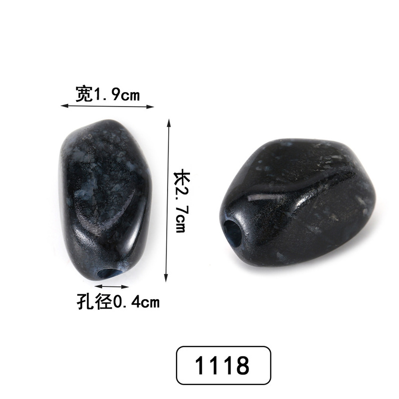 新款不规则切面多边形水墨双色半丸树脂配件diy手作头饰厂家批发|undefined