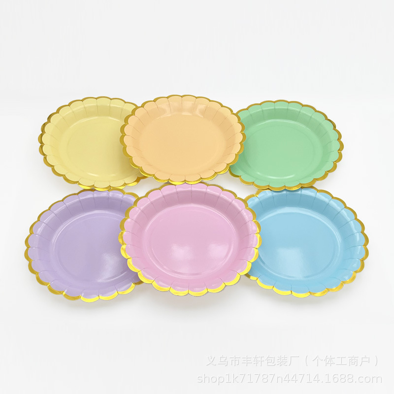 Plato desechable de 7 pulgadas 9 pulgadas Plato de picnic Plato de pastel Plato de fiesta de cumpleaños Plato de papel Plato de postre Plato de bocadillos