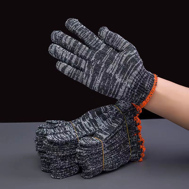Guantes de protección laboral Guantes de nylon de algodón resistentes al desgaste para hombres Guantes antideslizantes de protección engrosados Sitio de construcción Guantes de algodón para hombres