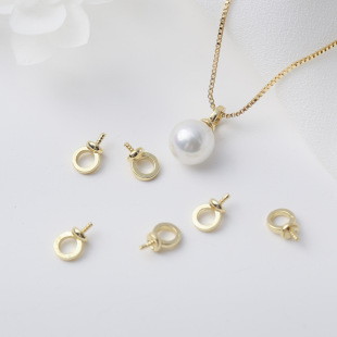 Color retaining 18K gold thread large hole sheep's eye pendant holder copper plated real gold pearl hanging pin half hole bead holder DIY accessories