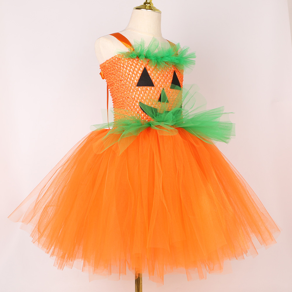 Baby Girls' Clothing Performance Costume Orange Mesh Tutu Princess Skirt One Piece _voghion.com