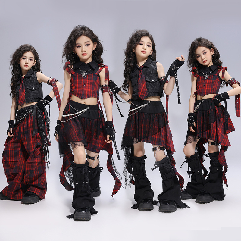 Girls' Jazz Dance Coat Children's Jazz Women's Team Style Children's Cool Street Dance Girls' Summer Jazz Dance suit