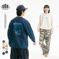 BLACKARMADA潮流复古户外山系宽松长袖T恤男女卫衣运动上衣LST642