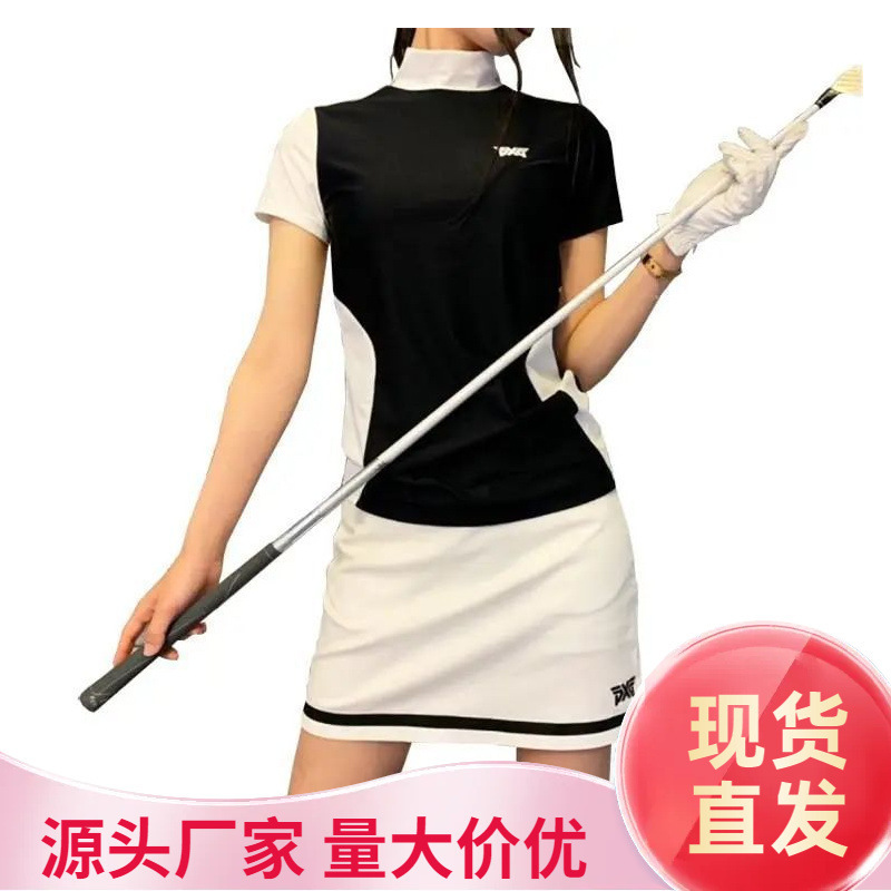 New Golf Clothing Ladies Breathable Quick-Drying Slim Elastic Short-Sleeved T-Shirt Jersey Round Neck All-Match Clothes