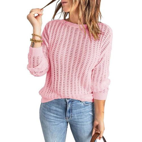 Women's Knit Round Neck Laced Top - Fall/Winter New Collection from Europe and America