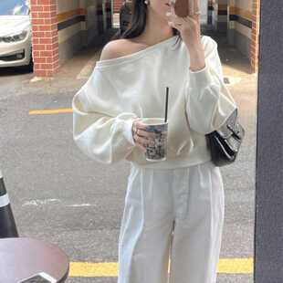Careful machine dating temperament side off-the-shoulder design loose sweater top color