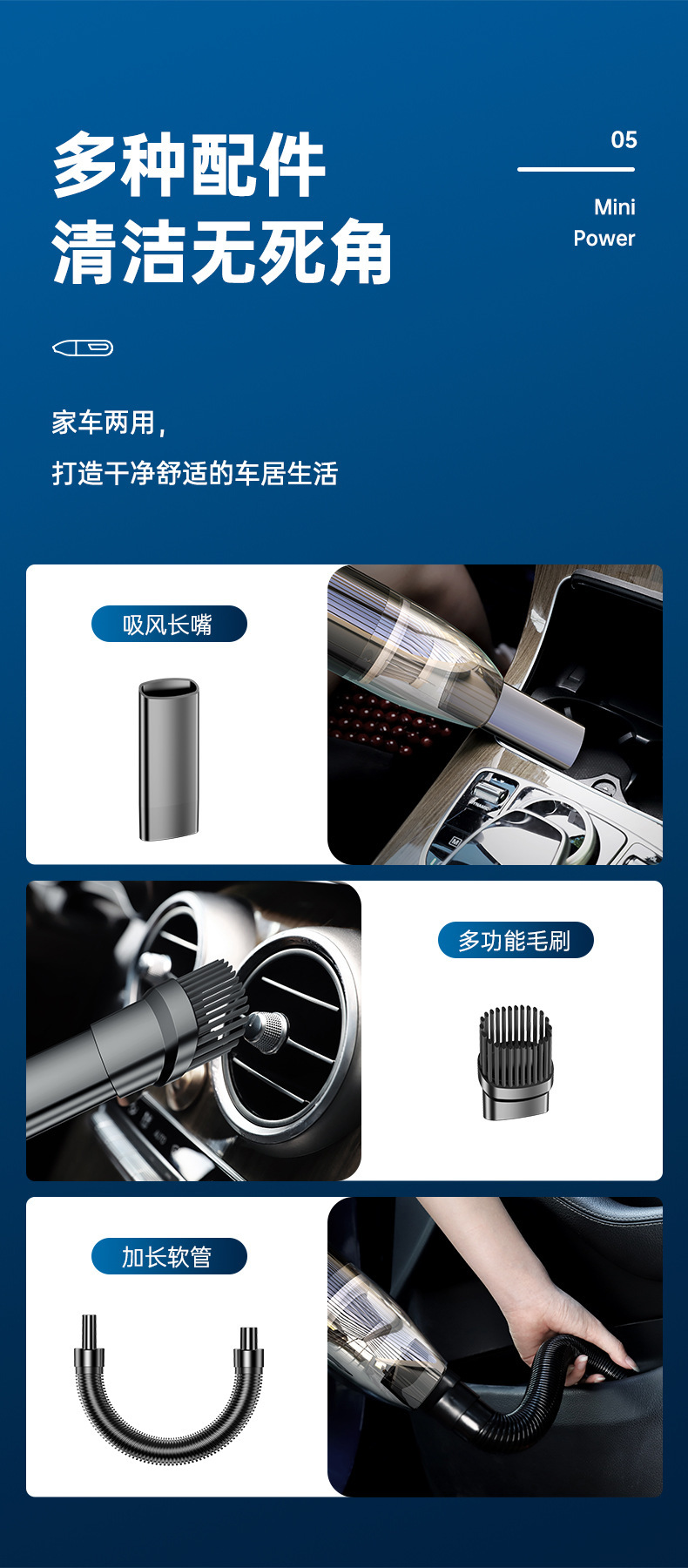 Car-Mounted Small Car Window Wireless Vacuum Cleaner with Strong Suction for Window Gaps and Windowsills, Handheld Vacuum Cleaner for Home Use