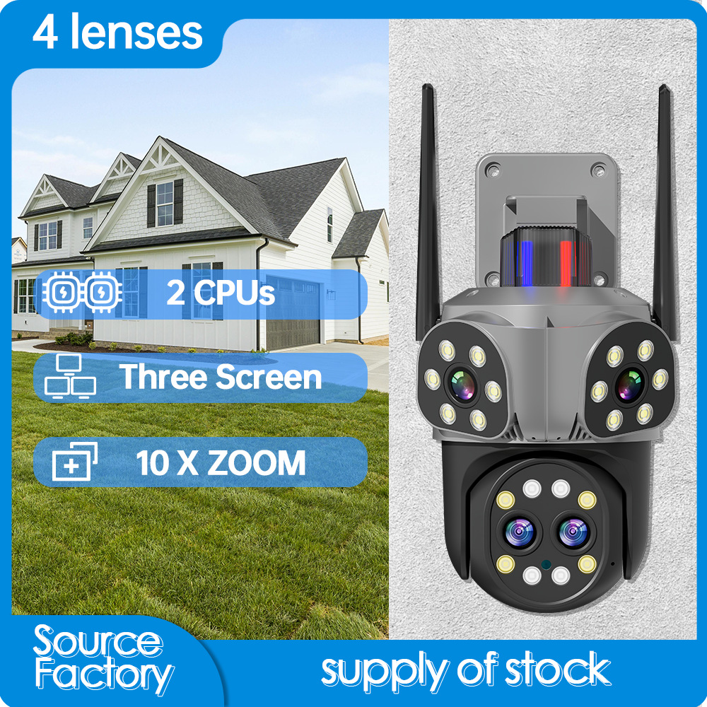 Cuatro ojos 8 millones de cámaras de monitoreo de zoom 10x alta definición de visión nocturna teléfono móvil remoto inteligente monitor WiFi doméstico