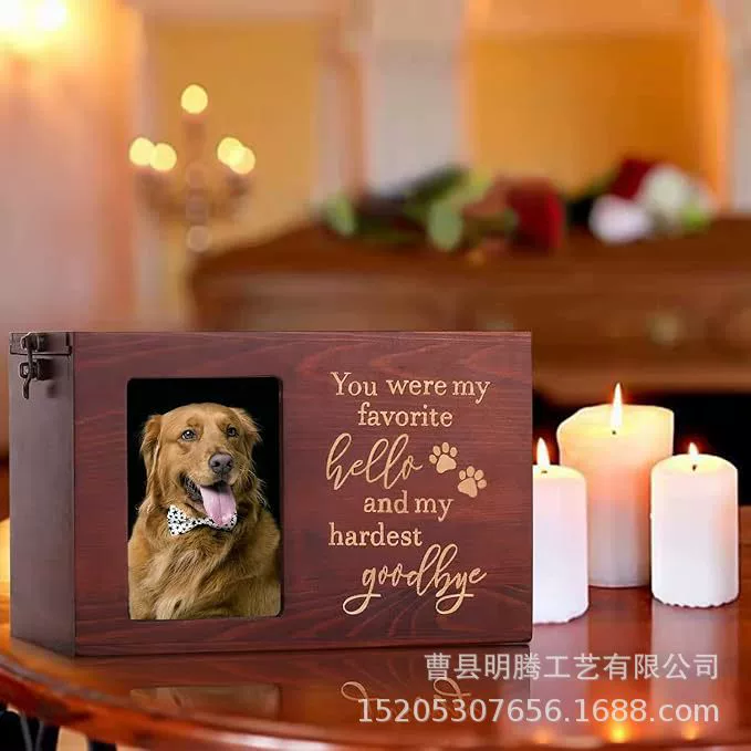 Деревянная урна для похорон кошек и собак с фоторамкой, мемориальный ящик для кошек и собак, гроб для питомцев из массива дерева