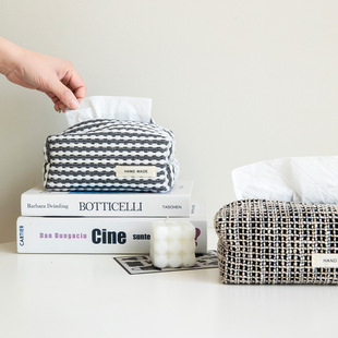 Xiaoxiang Style Fabric Tissue Cover Model Room Light Luxury High-end Living Room Coffee Table Desktop Storage Tissue Box