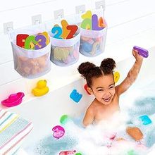 2025爆款浴室儿童玩具收纳袋多格分类大容量墙壁挂袋透气防霉网袋