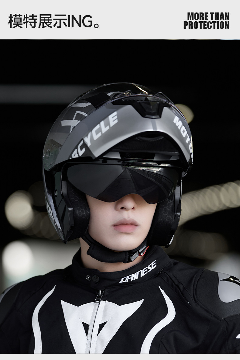 3C/DOT Motorcycle Helmet for Men and Women, All-Season Riding Open-Face Helmet, Winter Warm Riding Safety Helmet