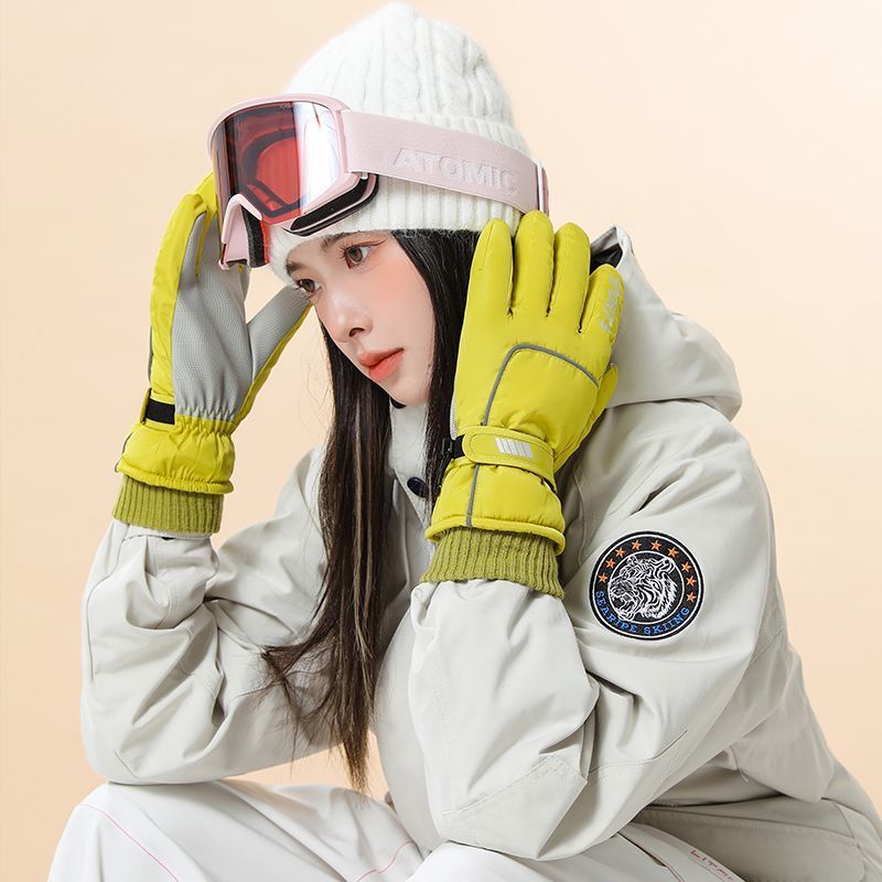 Vastag, meleg síkesztyű nőknek téli kerékpározáshoz, bársonyból készült, szélálló, hidegálló, vízálló, csúszásgátló és kopásálló anyaggal._voghion.com