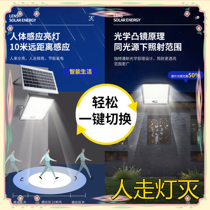 Lámpara solar, modelo de lente de sensor de cuerpo humano, exterior, exterior, uno para dos, luz de puerta de patio, luz automática en la oscuridad