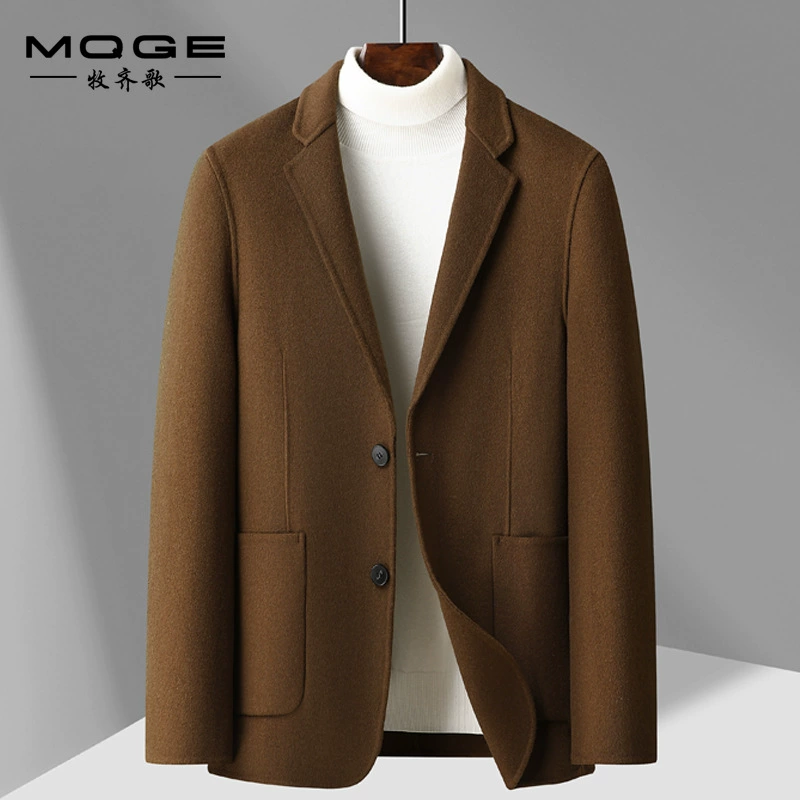 2024 новый стиль мужской ручной шитье двухсторонний костюм модный повседневный шерстяной шерстяной костюм куртка