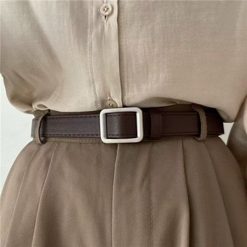 穴のないベルト女性の夏の新しいスタイルパンチフリー黒学生多用途韓国スタイルインスタイル装飾薄いズボンベルトトレンディ|undefined