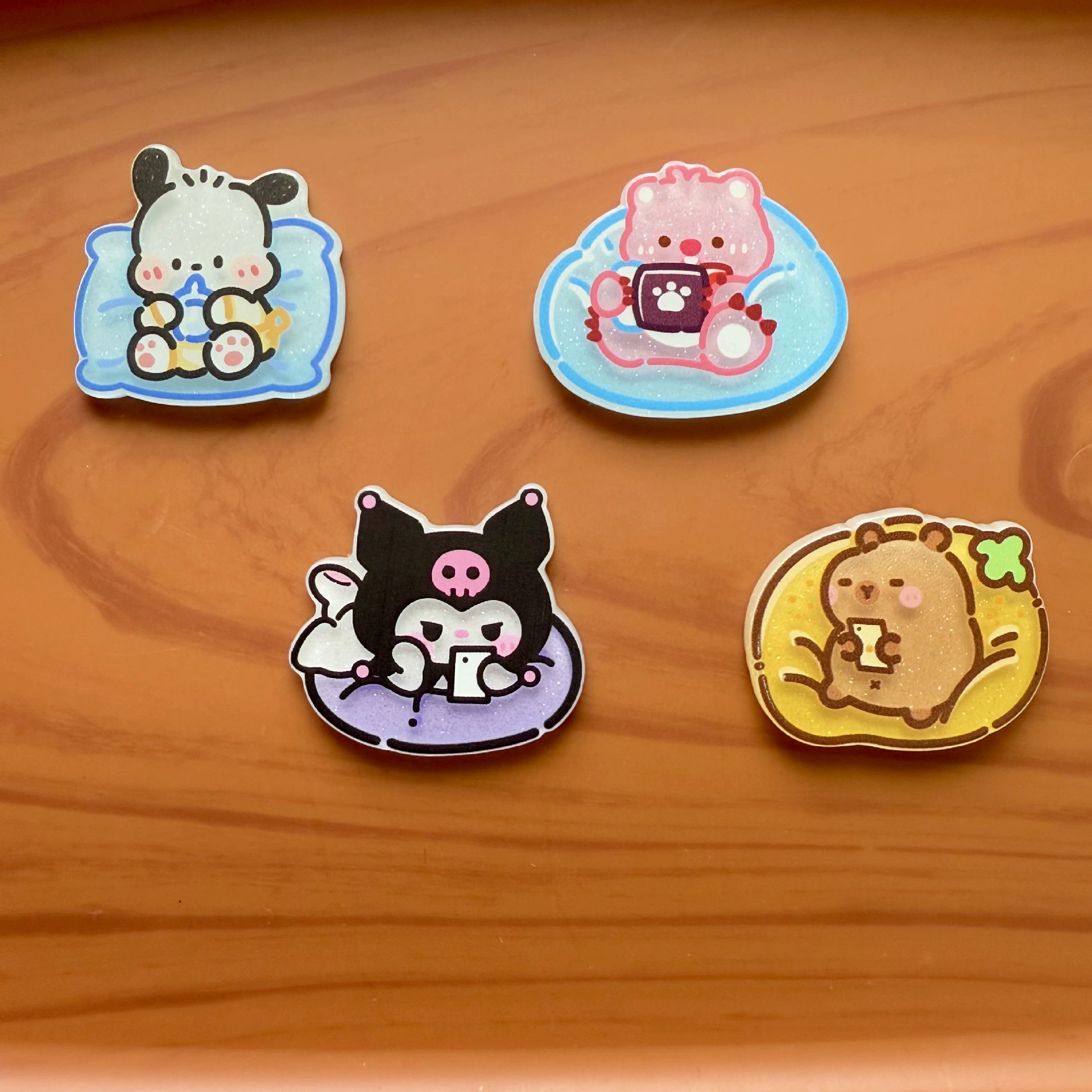 Акриловая милая мультяшная заколка Sanrio Kulomi, зажим для снеков/стикеров, печать, заколка для волос, подарок для ученицы