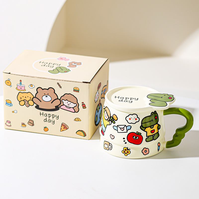Caricatura encantadora taza de marca de animales de dibujos animados taza de cerámica creativa regalo de cumpleaños taza de desayuno taza de café