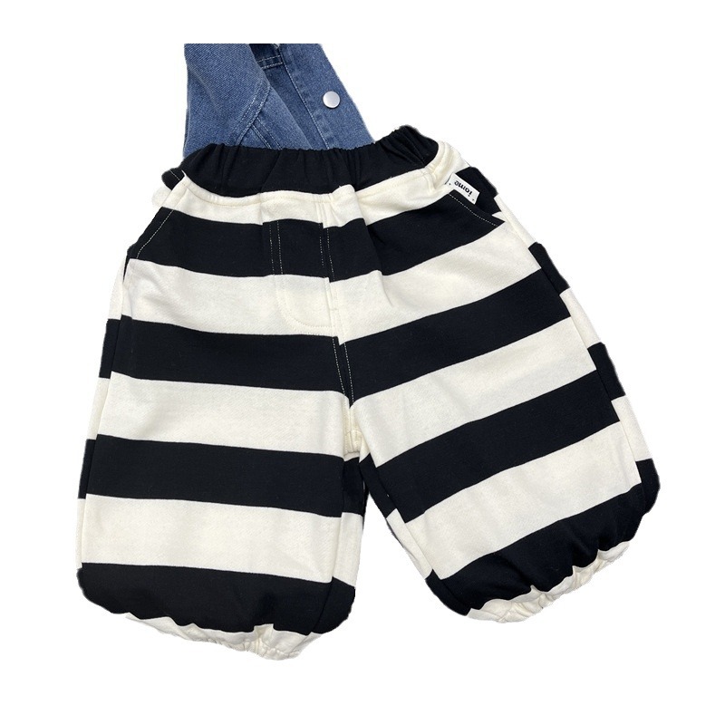 Chlapecké dětské korejské pruhované oblečení 2024, nové jarní oblečení, hygienické kalhoty, dětské stylové volnočasové kalhoty_voghion.com