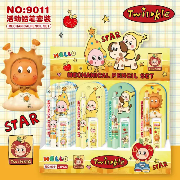 New Star Man Series Automatic Pencil Set with Refill-Free Press Pencil Set Cartoon Mechanical Pencil