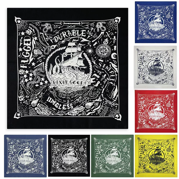 55cm Cotton Printed Square Scarf LOST AT SEA Nautical Square Scarf Hip Hop Street Dance Outdoor bandana bandana