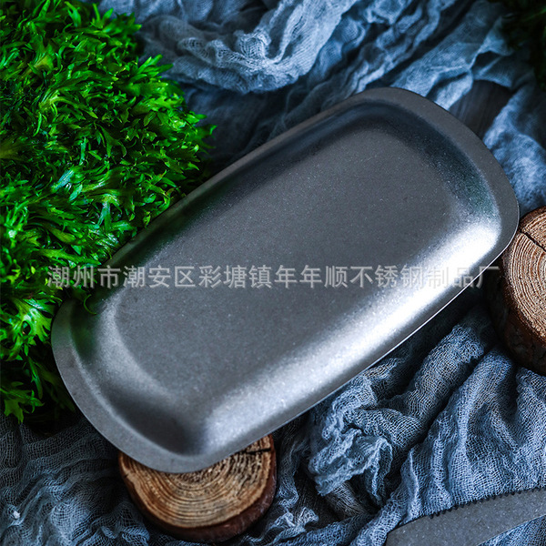 Retro design creative dinner plate stainless steel