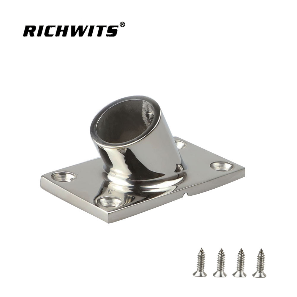 RICHWITS 스테인레스 스틸 60 도 스퀘어 튜브 시트 요트 난간베이스 해양 하드웨어 사각형 바닥 원형 튜브 시트