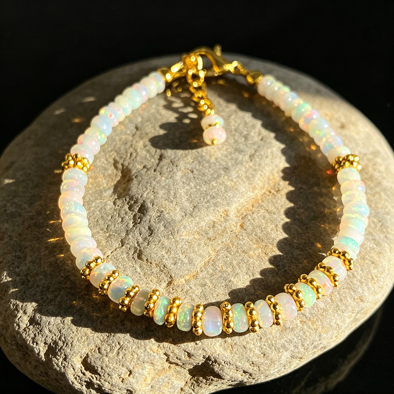 European and American Natural Opal Bracelet, Cross-Border Light Luxury High-End Crystal Jewelry That Does Not Fade, Natural Casual Holiday Hand Accessory for Women European and American Natural Opal Bracelet, Cross-Border Light Luxury High-End Crystal Jewelry That Does Not Fade, Natural Casual Holiday Hand Accessory for Women