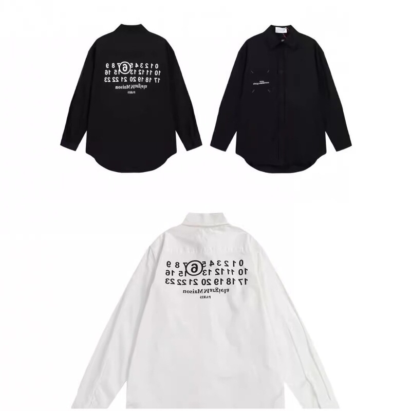 Maison Margiela 24S Margiela Mm6 Letter Printed Round Neck Men's and Women's Trendy Brand Loose Simple Shirt