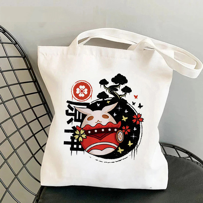 Comercio exterior transfronterizo Genshin Impacto Y2K impresión bolsa de lona Harajuku bolsa de hombro bolsa de moda bolsa de compras