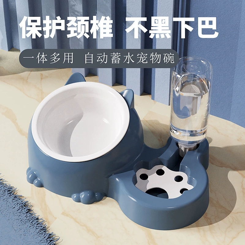 Кошачья миска Двойная миска керамическая домашняя вода для собак миска для риса Автоматическая питьевая миска для собак из нержавеющей стали для кошек