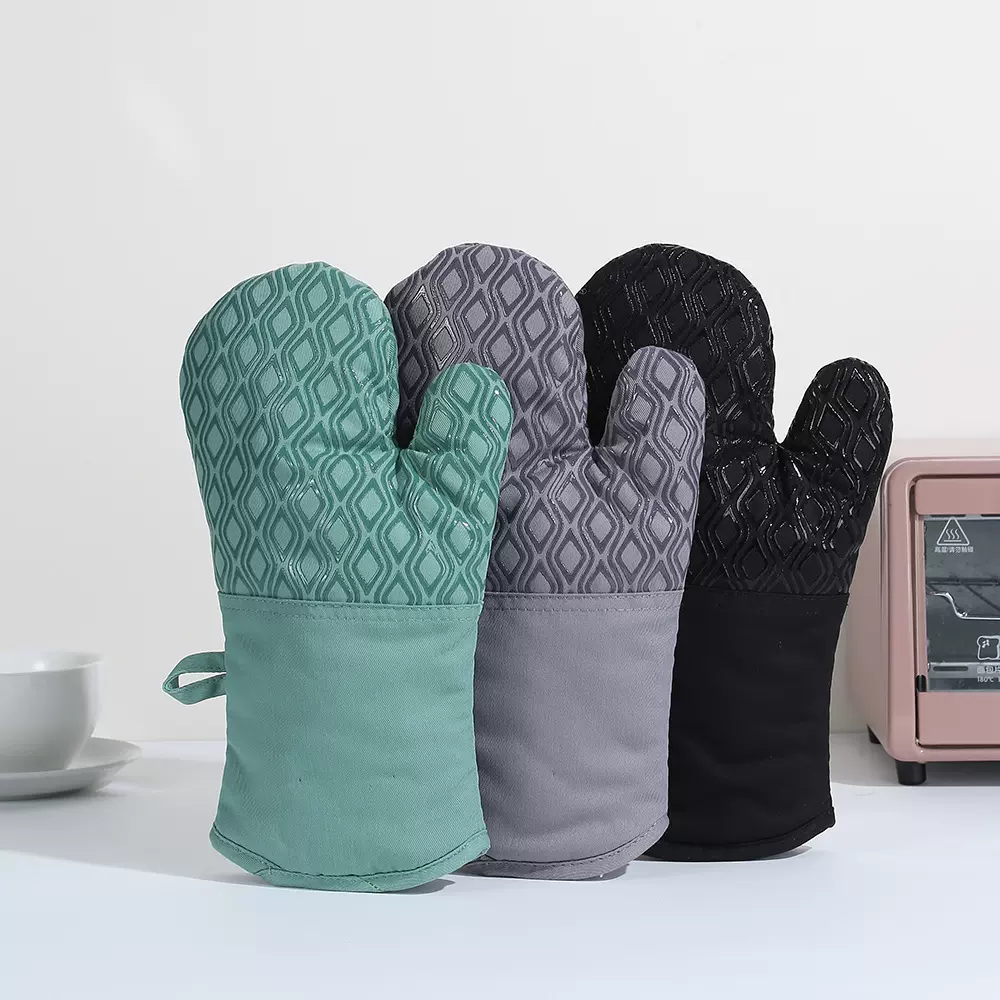 工厂定制耐高温硅胶手套定制花纹专用防高温手套烤箱烘焙隔热手套