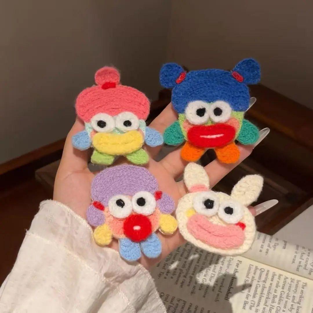 BikiniBob's Ugly-Cute Cartoon Magic Hair Stickers, Funny Big Eyes Sausage Mouth Knitted Bangs Stickers for Students and Girls