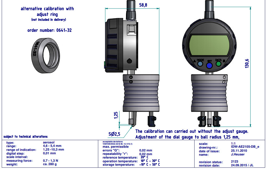 德国kroeplin数显式气雾罐瓶口深度测量卡规AE2105