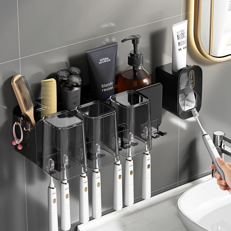 Toothbrush, mouthwash, set, storage system, toothpaste, simple and elegant design