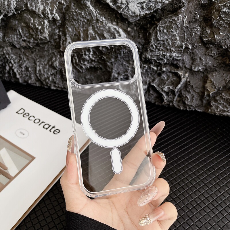 Suitable for Iphone17Promax Mobile Phone Case, Acrylic Transparent Magnetic Suction Case for Apple 16, Non-Yellowing Simple Protective Case