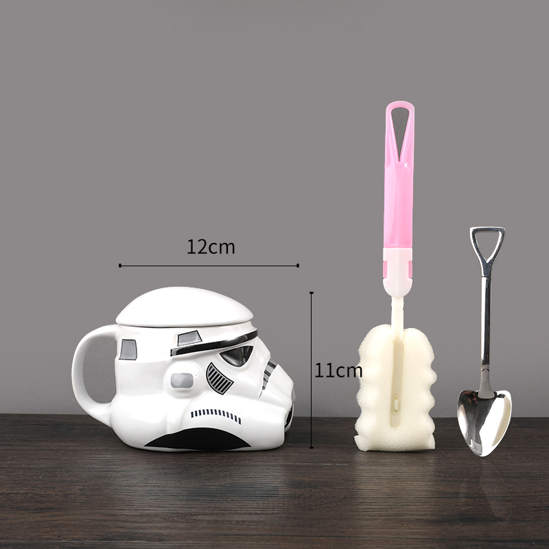 Tendencia creativa transfronteriza taza de gran capacidad con cubierta con cuchara taza de cerámica Star Wars taza de agua