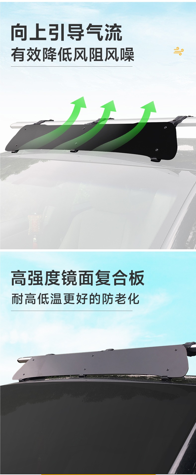 Roof Spoiler, Car Luggage Rack Frame, Roof Box Crossbar, Windshield, Silent Wind Noise Reduction Deflector