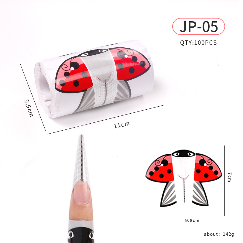 Soporte de papel de uñas de herradura extensión de fototerapia de cristal herramienta de uñas arte de uñas mariposa mosca titular de dedo rectangular 100 unids/rollo