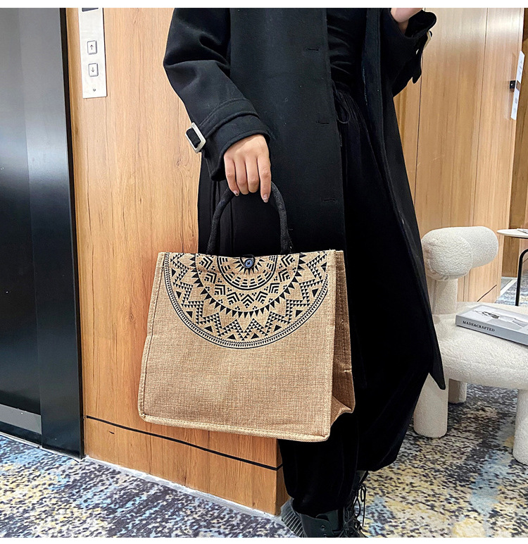 Foreign trade women's bag, cross-border linen handbag bag, 2021 Korean version composite jute cloth bag, fashionable single-shoulder shopping bag undefined