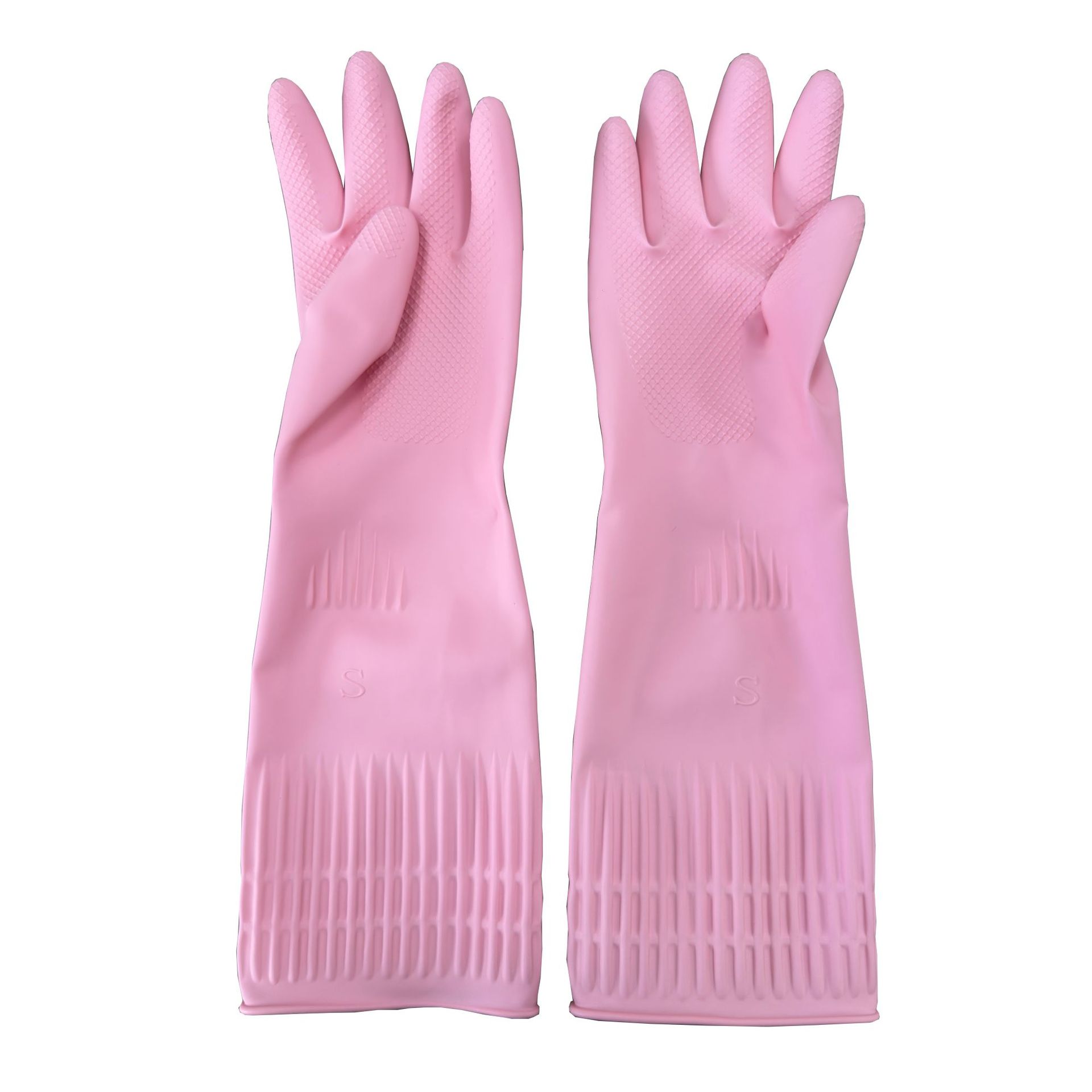 Guantes de látex más guantes de terciopelo guantes para lavar platos largos 55cm guantes de cocina engrosados para las tareas del hogar caucho flocado