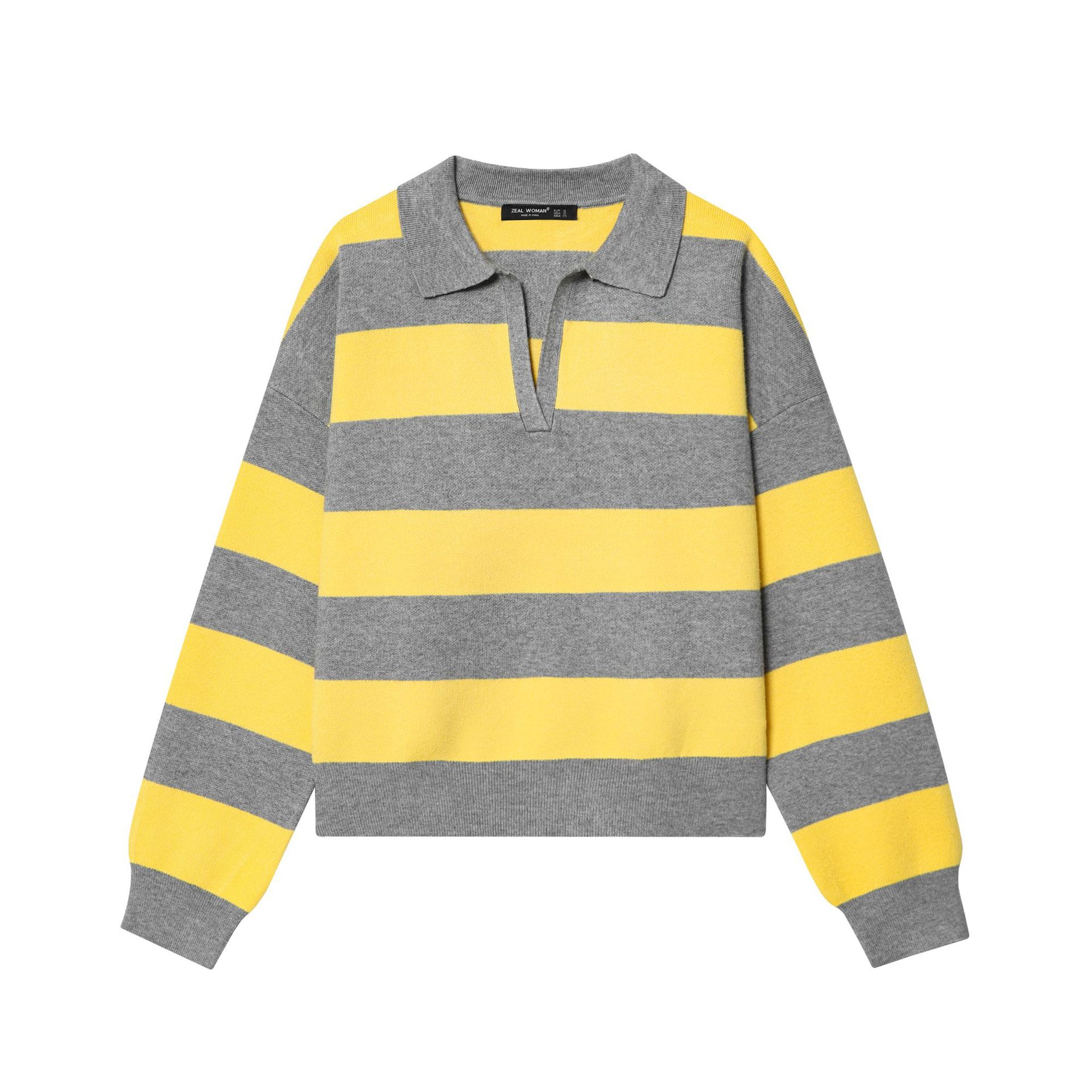 Aria Basics Vente en gros pour le commerce extérieur, Nouveau pull en maille à manches longues, col polo et col en V, style européen et américain, collection automne 5536162_voghion.com