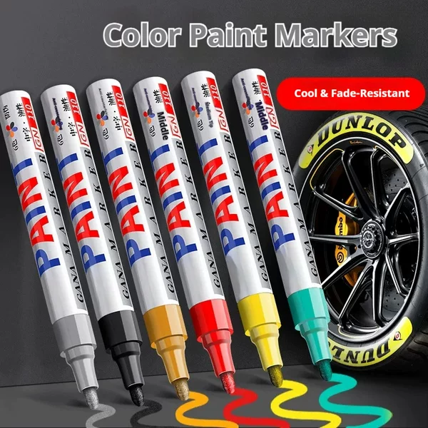 Cross-Border Special Supply of Car Tire Markers, Non-Fading Graffiti Pens, Letter Drawing White Pens, Tire Repair Marking Pens