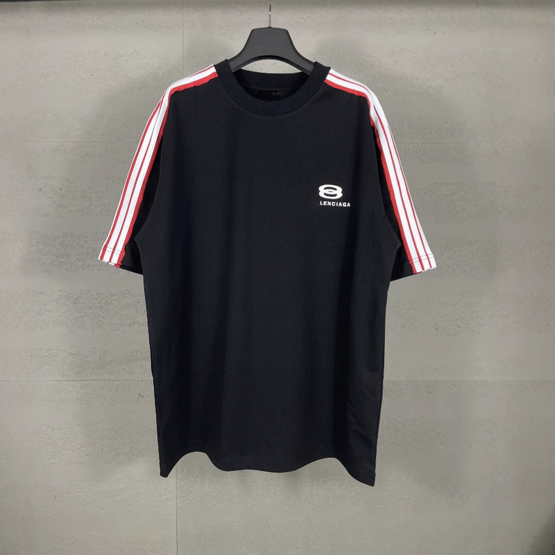 Paris high version 2025 new B three bars raglan sleeve color matching embroidery classic LOGO loose short sleeve T-shirt