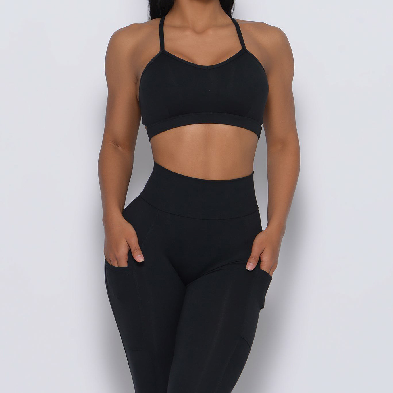 Europa y América populares deportes ropa de yoga traje sujetador pantalones de dos piezas conjunto correr fitness belleza espalda humedad wicking secado rápido