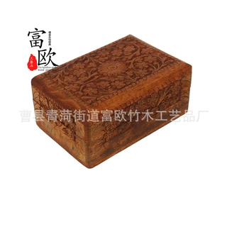 收纳盒实木复古雕花首饰盒家居装饰收纳盒摆件批发