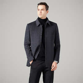 专柜同款双面呢羊毛大衣男商务行政保暖羽绒男士中长款羊绒外套厚