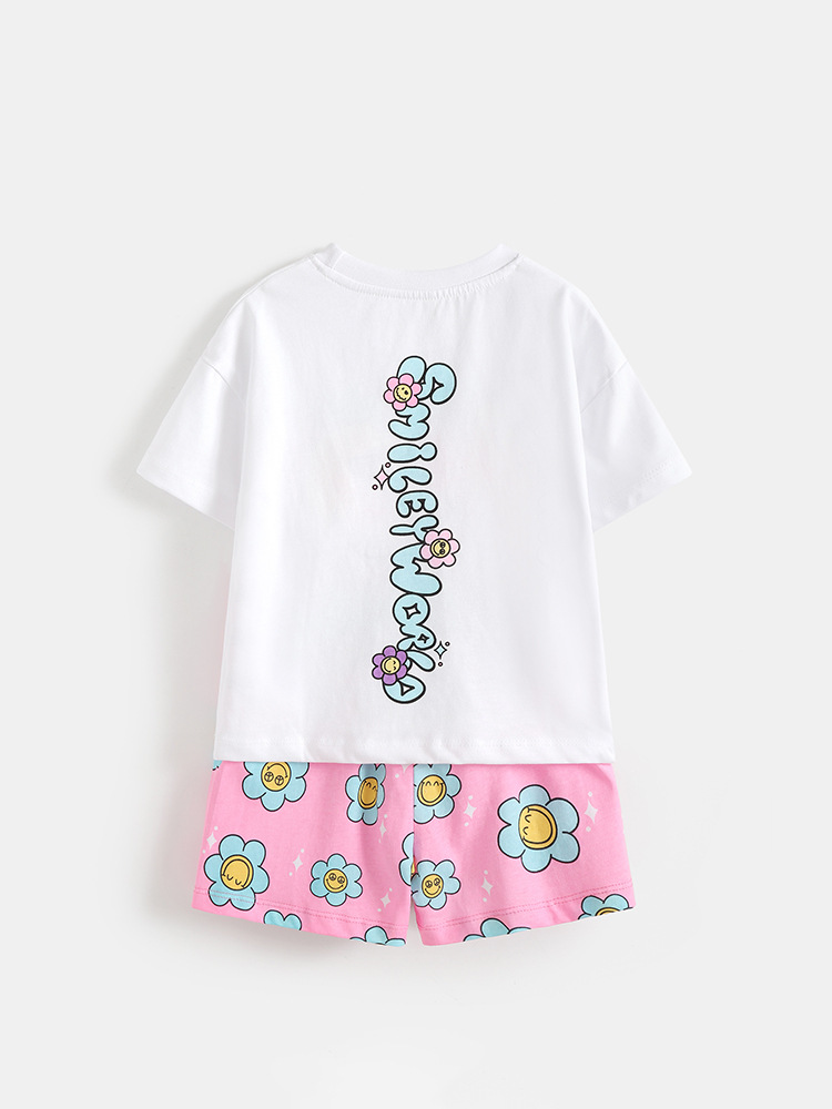 Transfronterizo malwee niñas lindas niñas casuales camisetas de cuello redondo para niños europeos y estadounidenses casuales dos piezas
